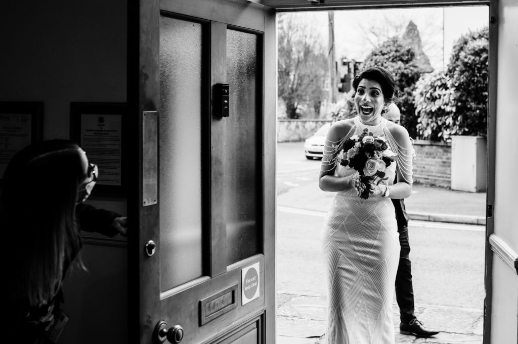 Bride arriving at Oakham Registry office