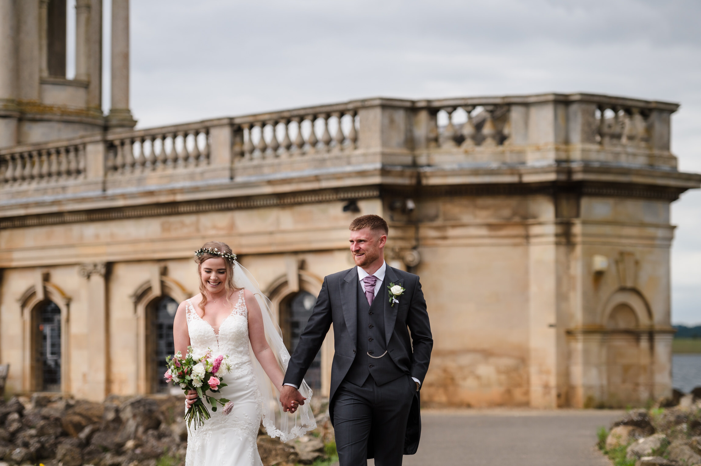 Bride and groom portraits at Normanton church
