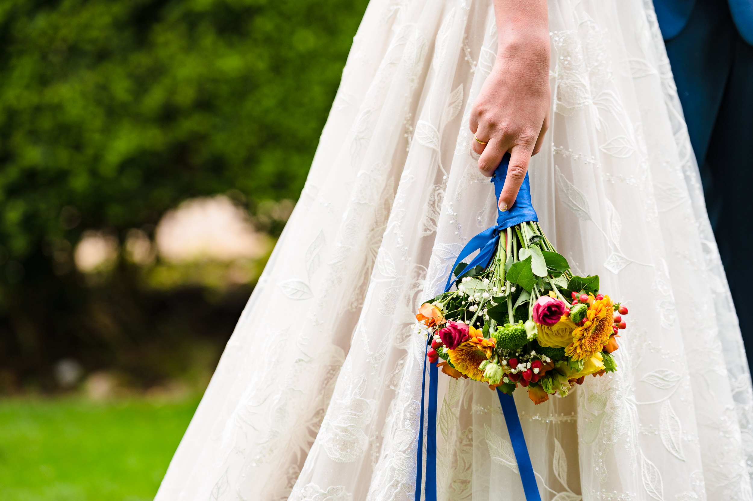 Bride holding bouquet at dodmoor house