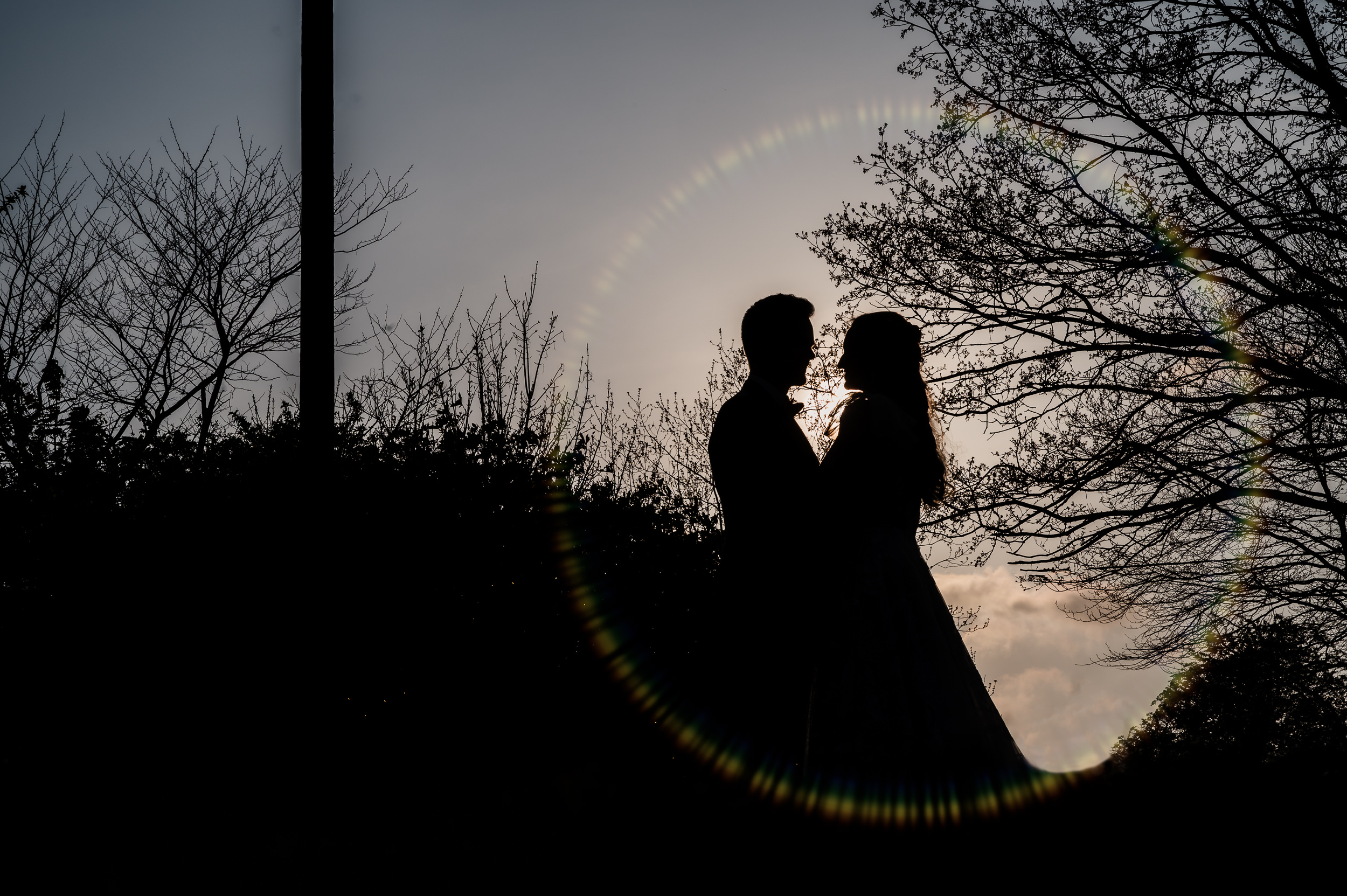 silhouette shot at dodmoor house wedding