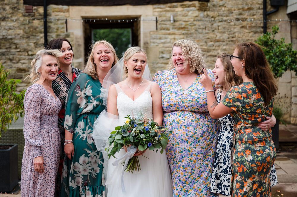 bride with her friends at rutland water golf course