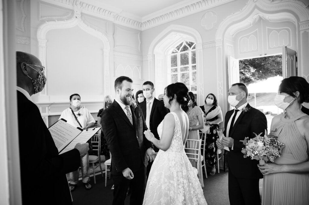 Civil wedding ceremony vows inside fort henry