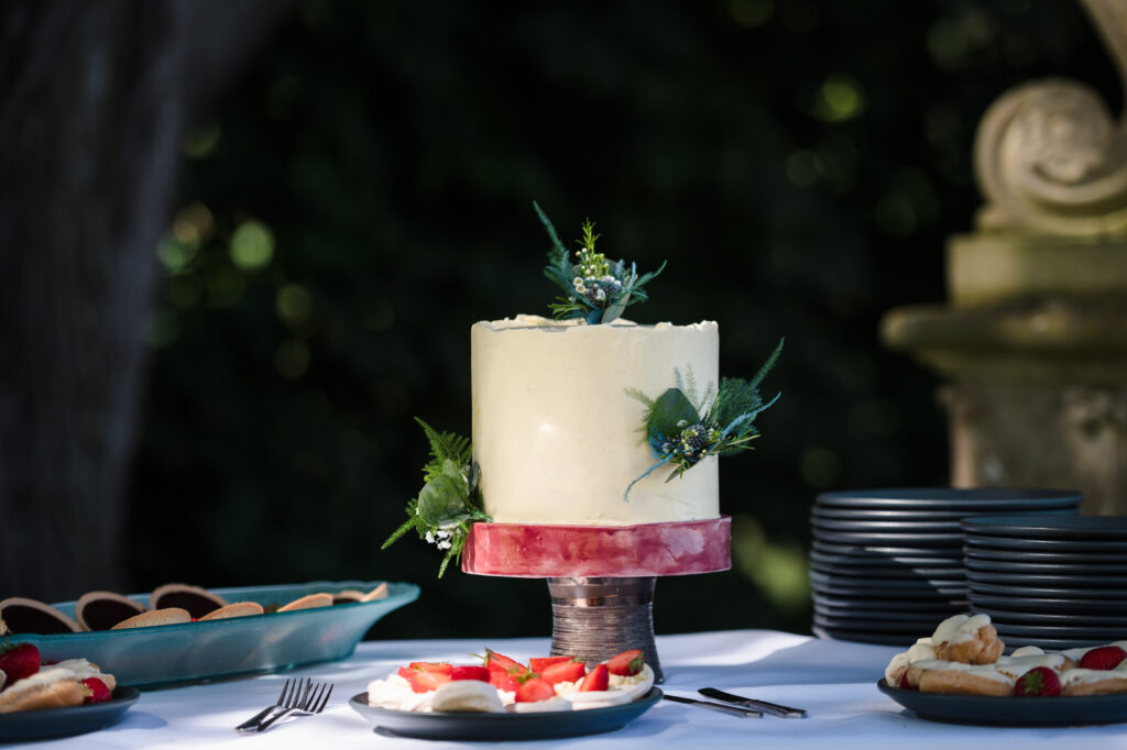 cake table with the backdrop of fort henry